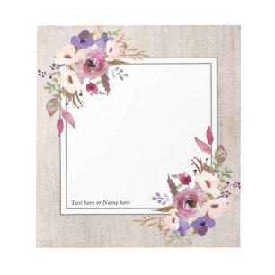 rustikal, modern, trendig, floral, Aquarell Notizblock