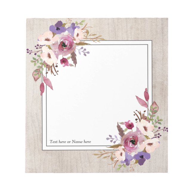 rustikal, modern, trendig, floral, Aquarell Notizblock (Vorderseite)