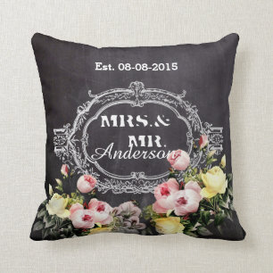 rustikal mr. mrs Vintage Blume Hochzeit Halbpensio Kissen