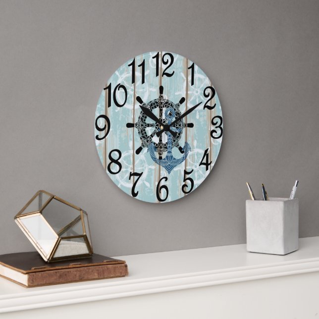 Rustikal Nautical  Große Wanduhr (Büro)