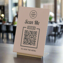 Rustikal neutrales Menü für QR-Code für benutzerde Sockelschild
