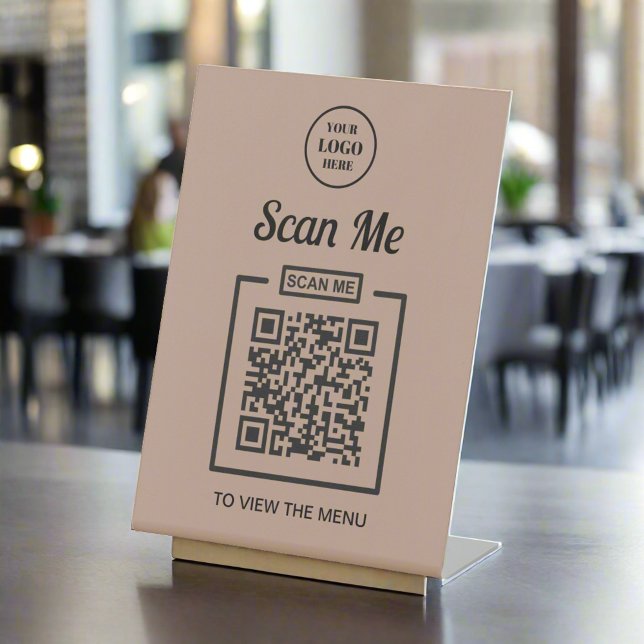 Rustikal neutrales Menü für QR-Code für benutzerde Sockelschild (Von Creator hochgeladen)
