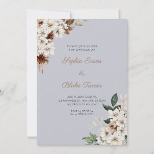 Rustikal Off White Blume Boho Cloud Gray Wedding Einladung