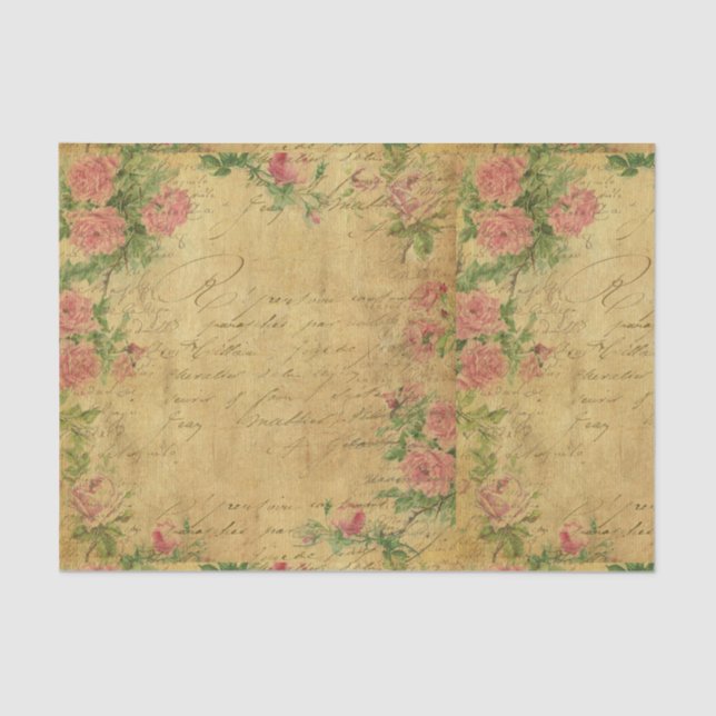 rustikal, Parchement, getragen, mit Blumen, Seidenpapier (Vorderseite)