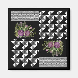 Rustikal, Patchwork, Rose Magnet