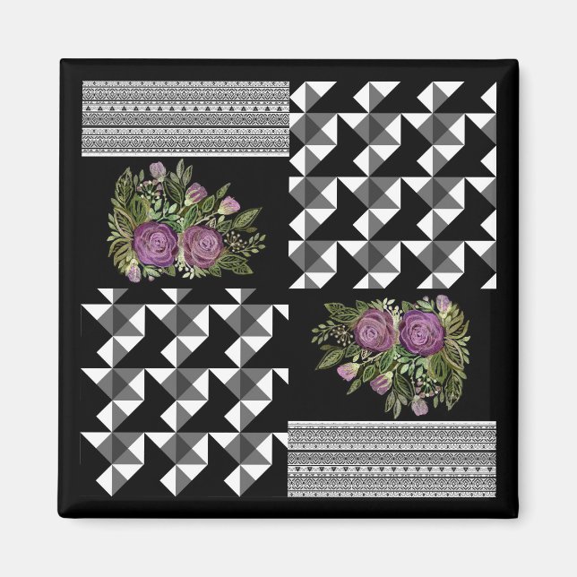 Rustikal, Patchwork, Rose Magnet (Vorne)