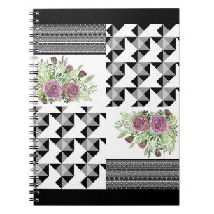 Rustikal, Patchwork, Rose Notizblock