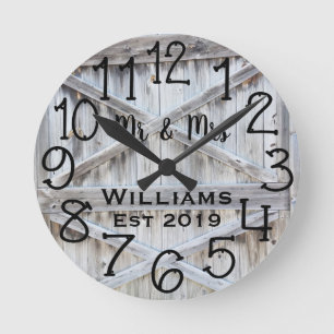 Rustikal Personalisiert Grau Holz Maßanfertigung Runde Wanduhr