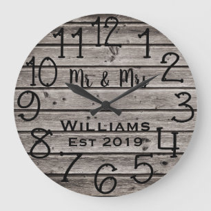 Rustikal personalisiertes braunes Holz individuell Große Wanduhr