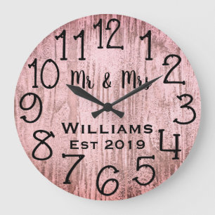 Rustikal Personalisiertes Graues Holz Maßanfertigu Große Wanduhr