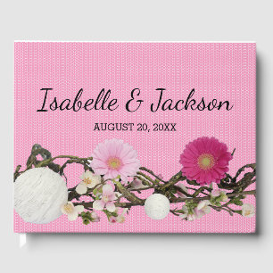 Rustikal Pink Daisy Boho Chic Personalisiert Gästebuch