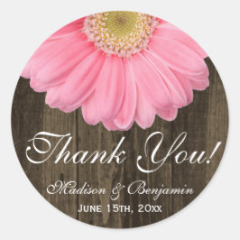 Rustikal Pink Daisy Wedding Danke Sticker