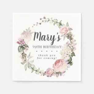 Rustikal Pink Floral 70. Geburtstagsparty Serviette