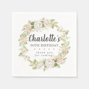Rustikal Pink Floral 90. Geburtstagsparty Napkins Serviette