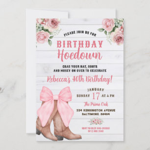 Rustikal Pink Floral Conquette Cowgirl Boot Geburt Einladung
