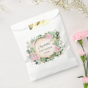 Rustikal Pink Garden Rose Grüne Girl Babydusche Geschenktütchen