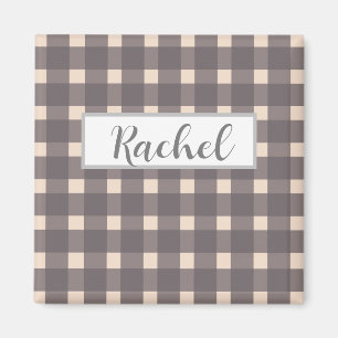 Rustikal Pink Gray Gingham Magnet