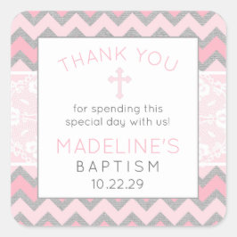 Rustikal Pink Gray Taufe danke Ihnen für Aufkleber