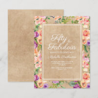 Rustikal Pink Lila florale Kraft 50. Geburtstag