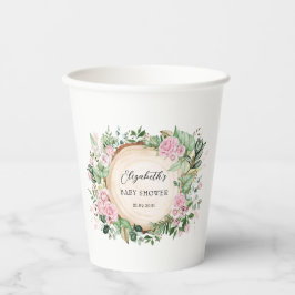 Rustikal Pink Roses Greenery Baby Girl Duschfavori Pappbecher