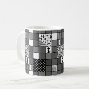 Rustikal, populär, schwarz und weiß, Patchwork, Si Kaffeetasse
