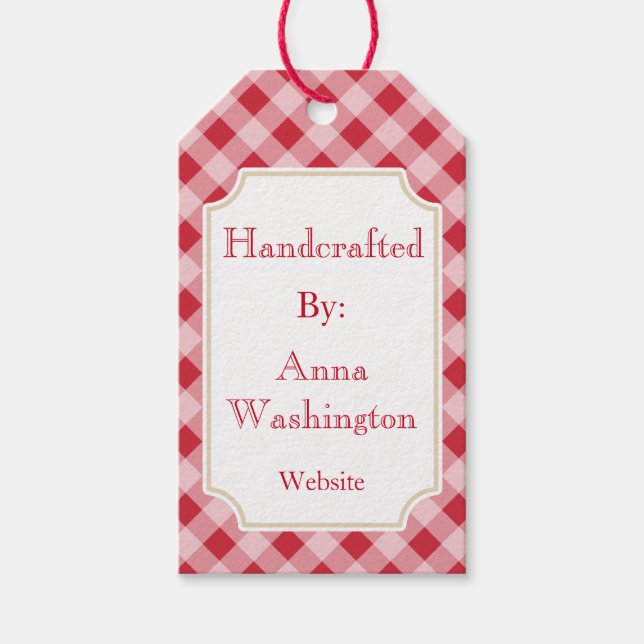 Rustikal Red Gingham Handcraraft Tag Geschenkanhänger (Vorderseite)
