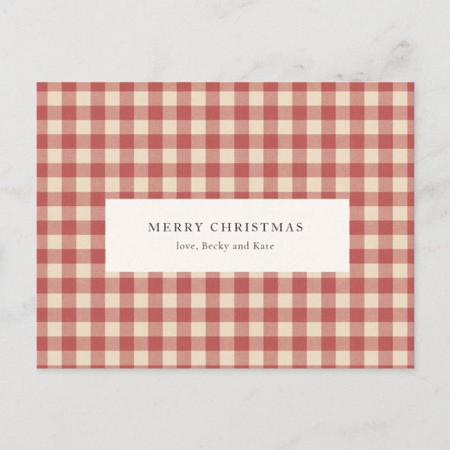 Rustikal Red Gingham Moderne Weihnachten (Vorderseite)