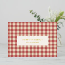 Rustikal Red Gingham Moderne Weihnachten Folien Feiertagskarte