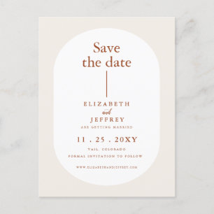 Rustikal Retro Boho Rust Terracotta Save the Date Ankündigungspostkarte
