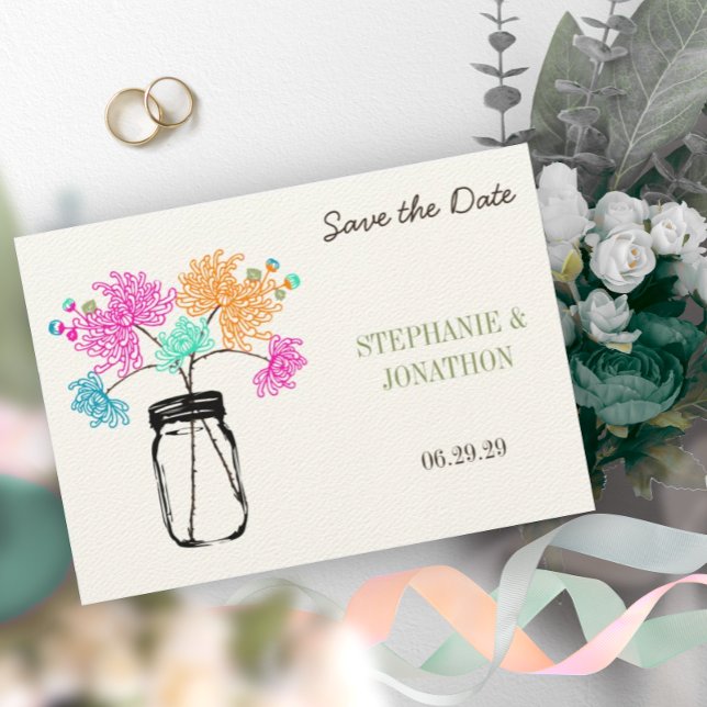 Rustikal Romantik Mason Jar Wild Blume Wedding Inv Einladung (Von Creator hochgeladen)