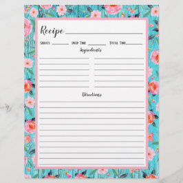 Rustikal rosa Aqua Wood Recipe Binder Page