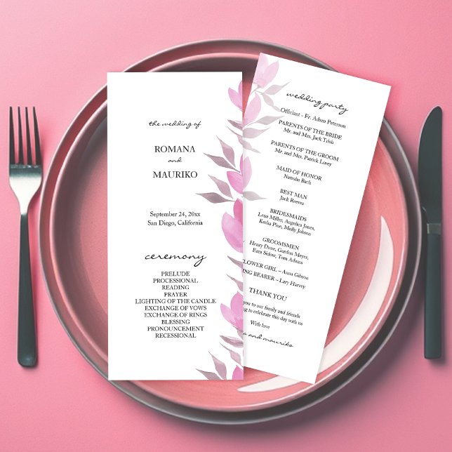 Rustikal rosa Blume Aquarell Handgestrichen Programm (Von Creator hochgeladen)