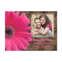 Rustikal rosa Daisy Wood Foto Hochzeit speichern d