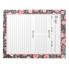 Rustikal rosa dunkles Holzrezept Notizblock