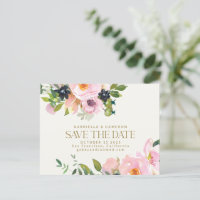Rustikal rosa Floral Wasserfarbe Save the Date