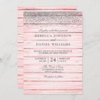 Rustikal rosa Holz Silberner Glitzer Hochzeit einl