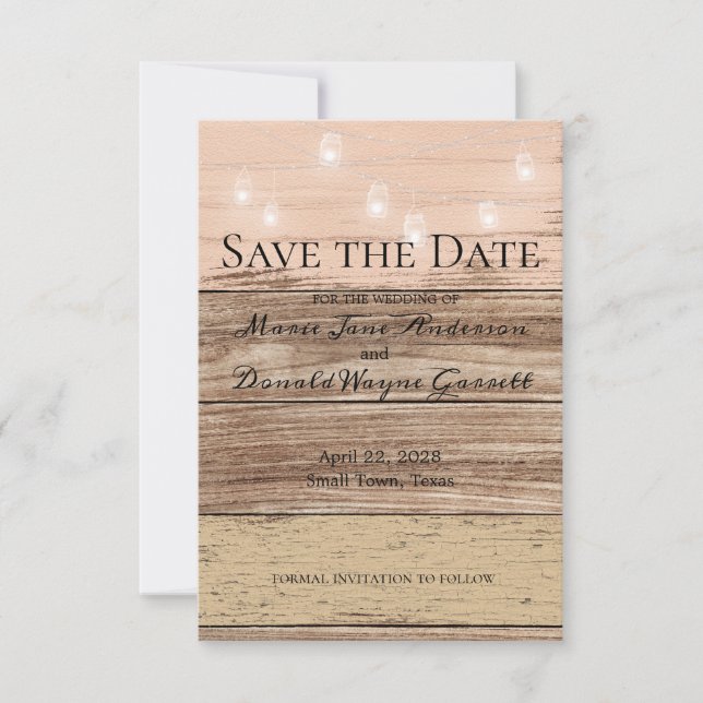 Rustikal rosa Holz und Laternen (Vorderseite)