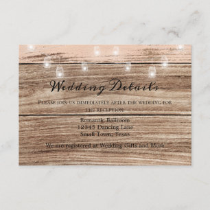 Rustikal rosa Holz und Laternen Begleitkarte