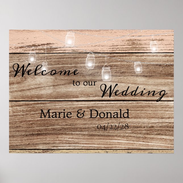 Rustikal rosa Holz und Laternen Poster (Vorne)