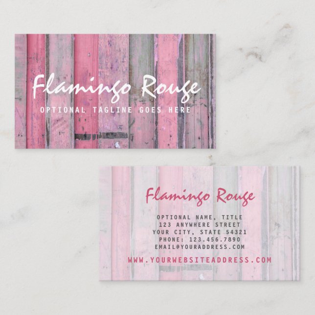 Rustikal rosa Holz Vintag & Boho Chic Boutique Visitenkarte (Vorne/Hinten)