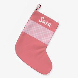 Rustikal rosa Kariert Personalisiert Kleiner Weihnachtsstrumpf