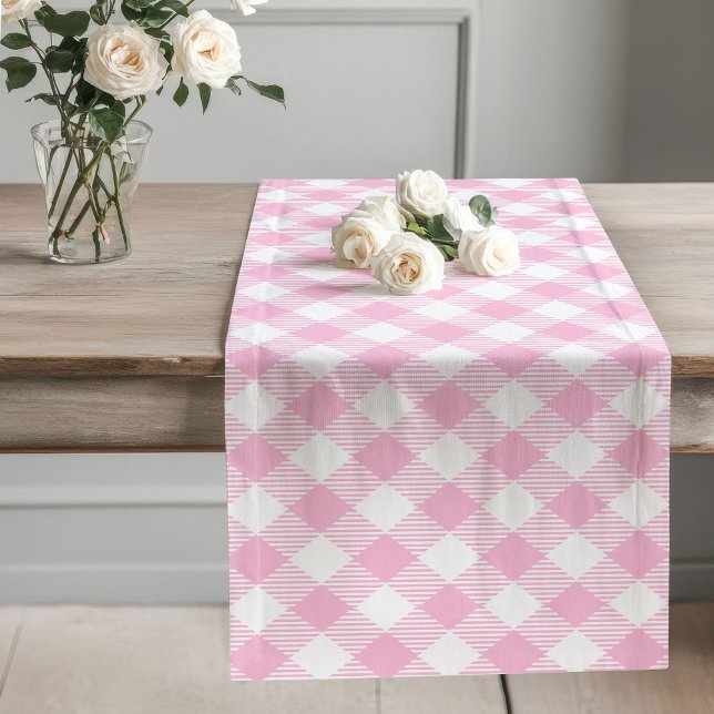 Rustikal rosa Karo Tischläufer für Hütte Vibes (Rustic Pink Check Table Runner for Cottage Vibes)