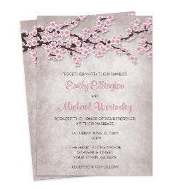 Rustikal rosa Kirschblossom Hochzeitseinladungen Einladung