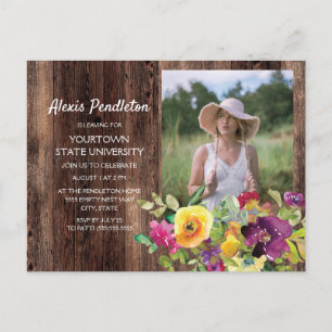 Rustikal rosa Lila-gelbes Trunk Party Dorm Dusche Einladungspostkarte