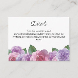 Rustikal rosa Lila Rose Blumenzwiebeldetails Begleitkarte