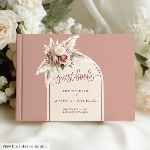 Rustikal rosa Pampas Rose Boho Arch Wedding Gästebuch