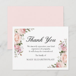 Rustikal rosa Rose Blumenbeerdigung Dankeskarte