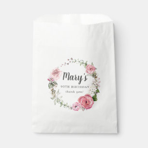 Rustikal Rosa Rose Floral 90. Geburtstag Geschenktütchen