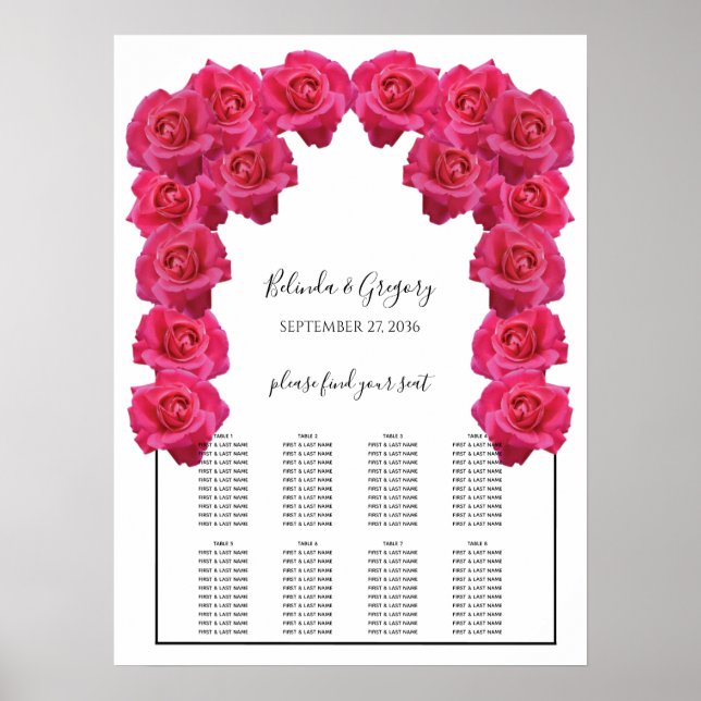 Rustikal rosa Rosen Hochzeitstabelle Poster (Vorne)