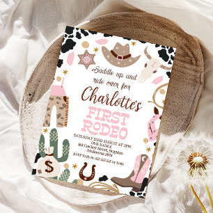 Rustikal rosa sattel Up First Rodeo 1. Geburtstag Einladung